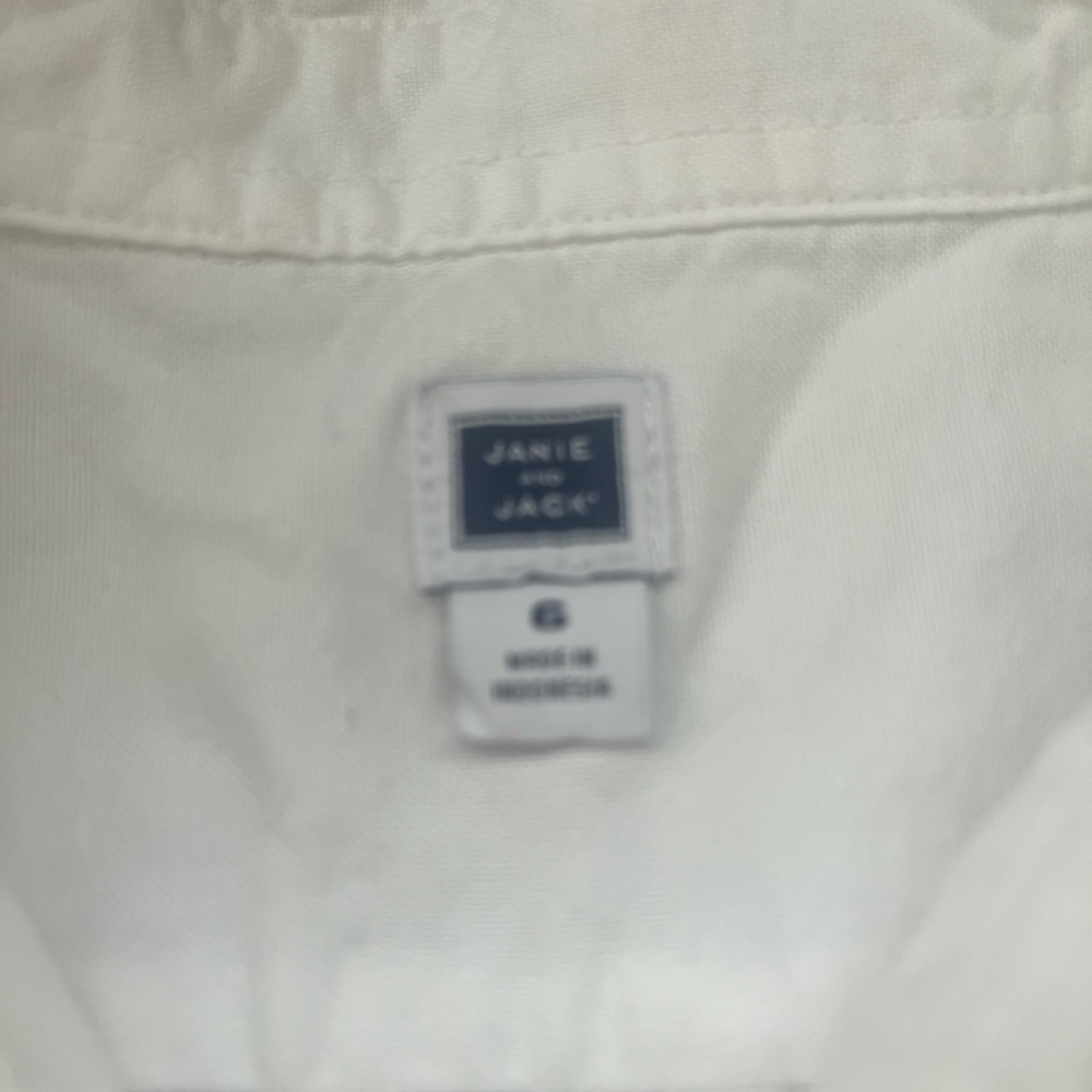 Janie and Jack White Button-Up Shirt with Navy Label